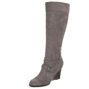 Dolce & Gabbana gorgeous Gray Suede Boots with stacked wedge heels